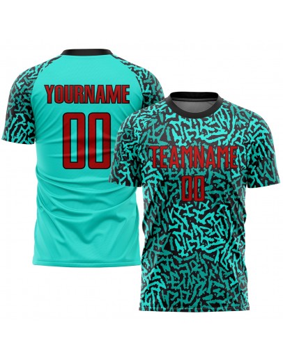 Best Pro Custom Aqua Red-Black Sublimation Soccer Uniform Jersey Best Pro Custom Aqua Red-Black Sublimation Soccer Uniform Jersey