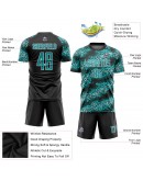 Best Pro Custom Aqua Aqua-Black Sublimation Soccer Uniform Jersey Best Pro Custom Aqua Aqua-Black Sublimation Soccer Uniform Jersey