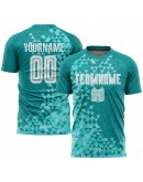 Best Pro Custom Aqua White Third Sublimation Soccer Uniform Jersey Best Pro Custom Aqua White Third Sublimation Soccer Uniform Jersey